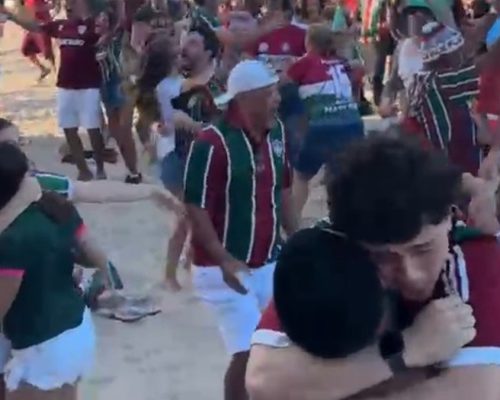Torcedores enlouquecem na praia de Copacabana com gol do Fluminense; veja o vídeo